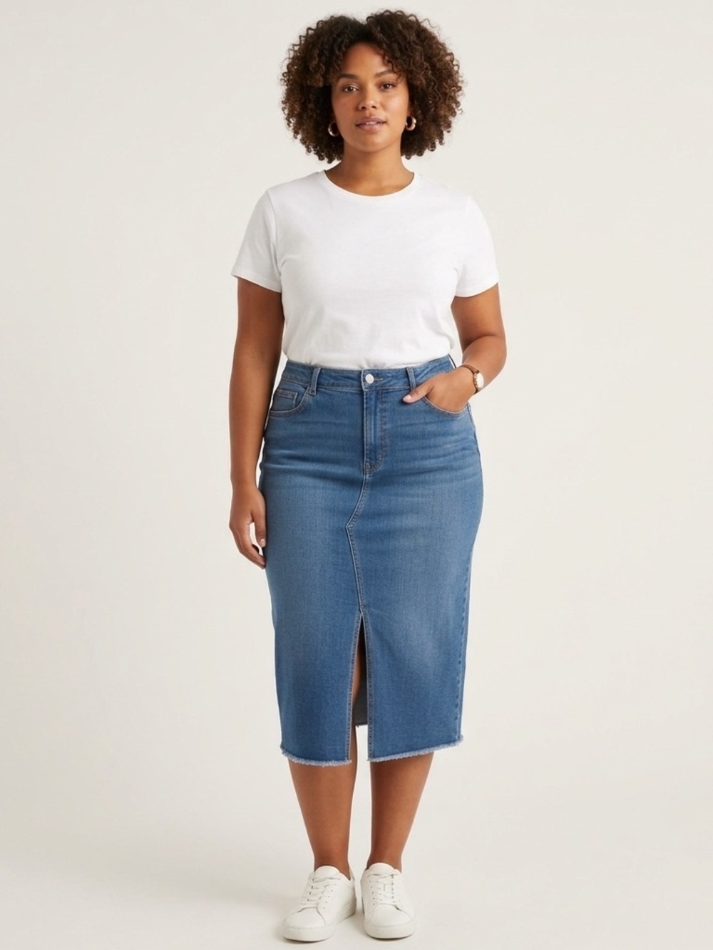 NWOT Addition Elle Blue Denim Midi Skirt Jeans Amazing Condition Size 18